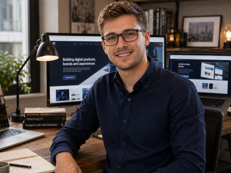 Web designer στο γραφείο του